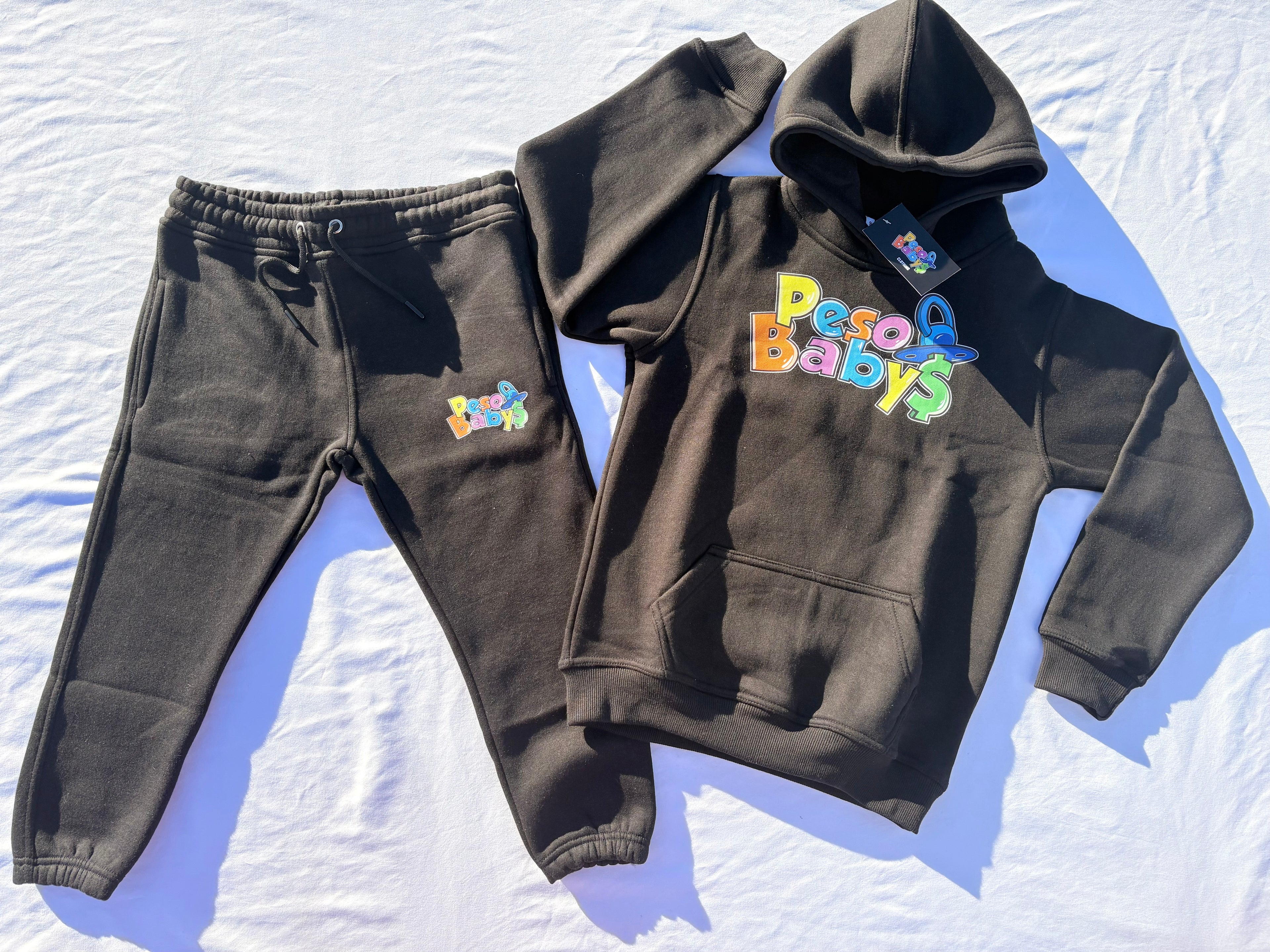 Peso Baby Kids Hoodie & Sweatpants Set: Black
