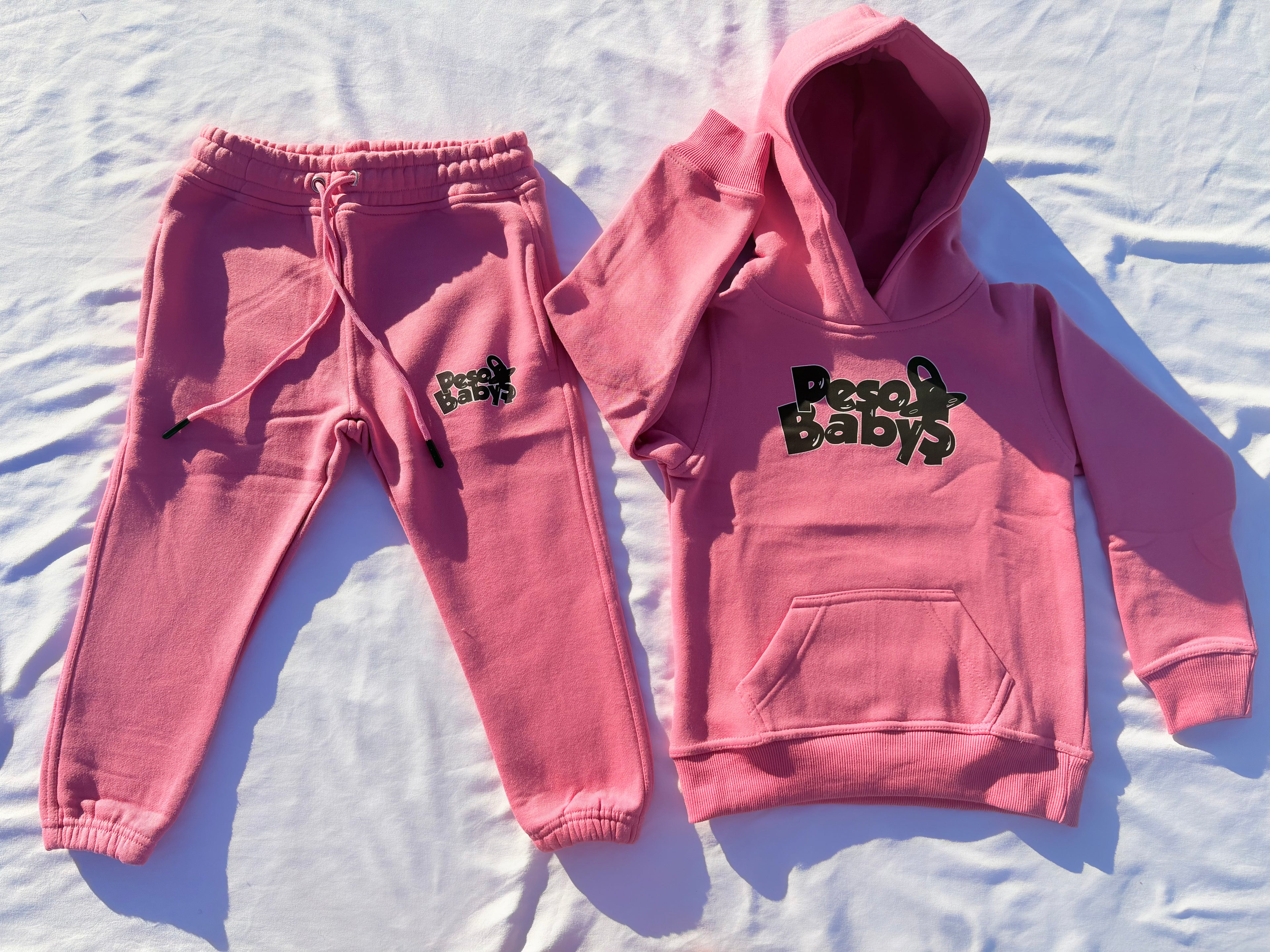 Peso Baby Kids Hoodie & Sweatpants Set: Bubble Gum Pink