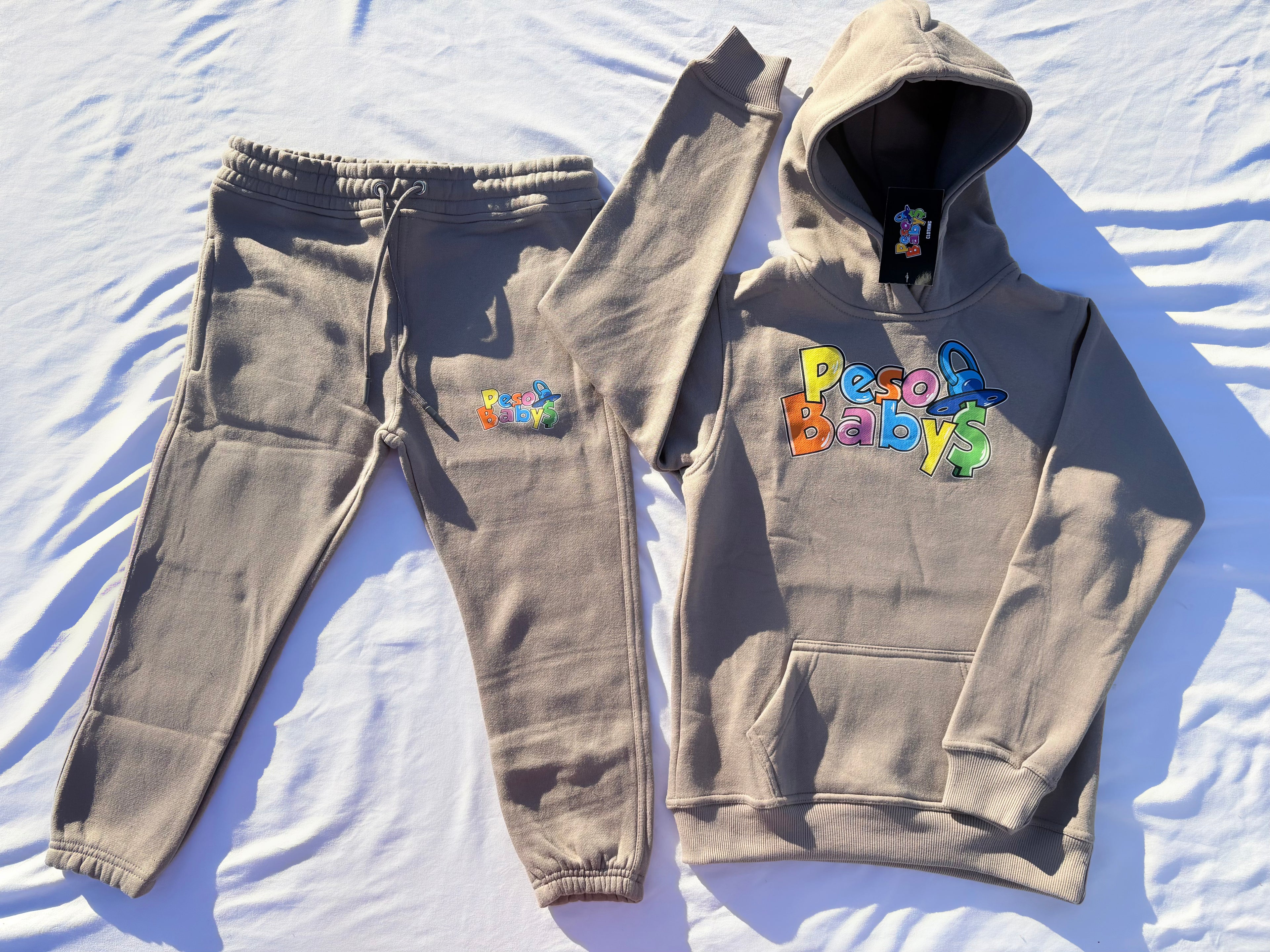 Peso Baby Kids Hoodie & Sweatpants Set: Wolf Grey